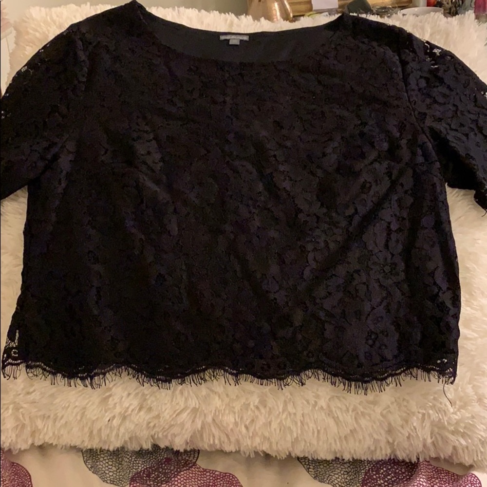 Black lace crop top